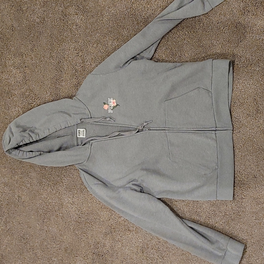 Pink grey and floral hoodie